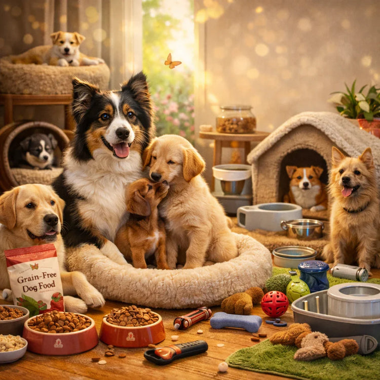 Adult dog and puppy representing dog care and companionship at Brownie’s Pet Hub