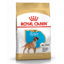 Front view of a bag of Royal Canin Boxer Puppy breed-specific dry dog food.