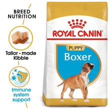 Marketing graphic highlighting the breed-specific nutrition and immune support of the product.